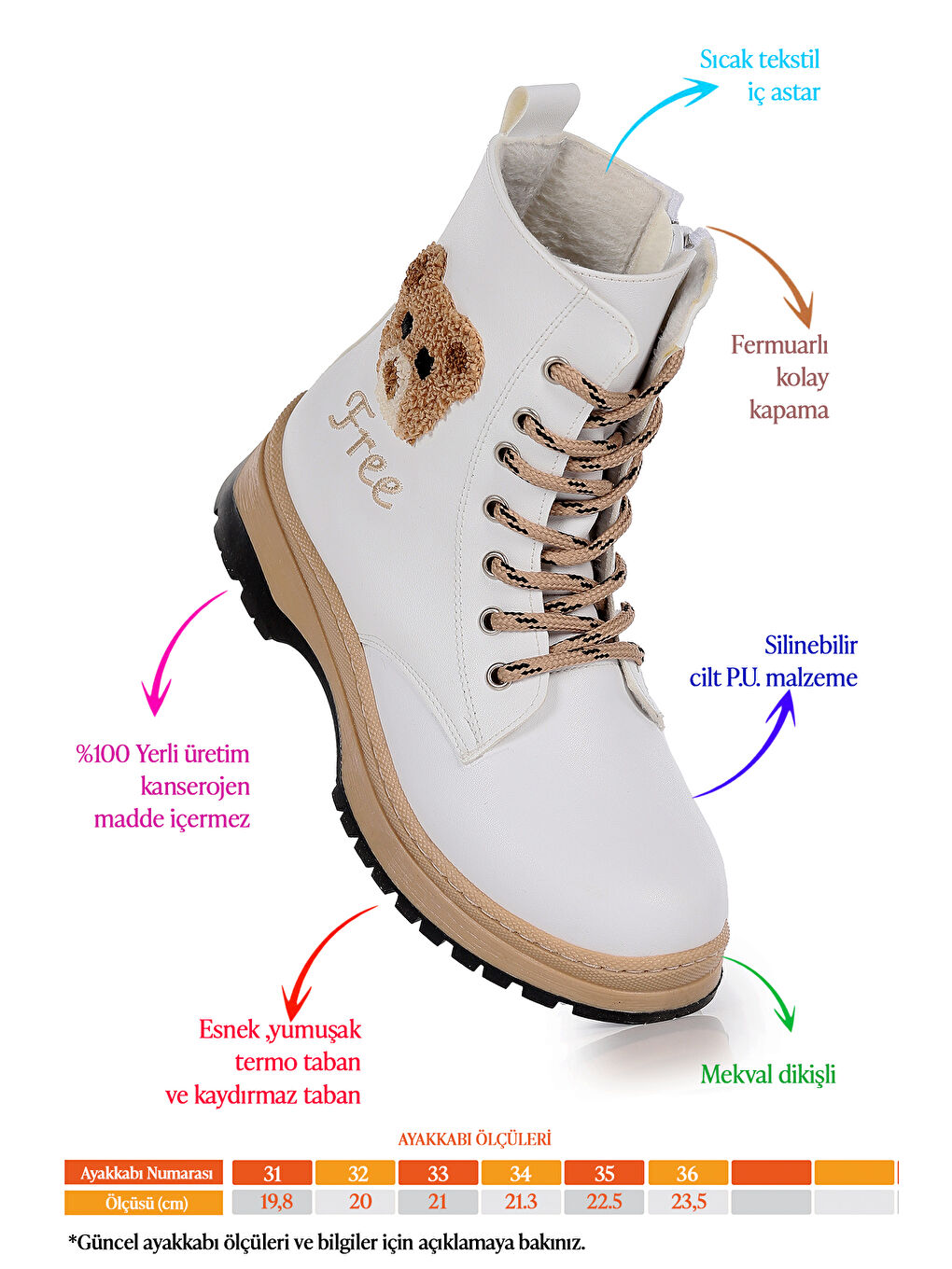 Beyaz Termo Taban Kız Çocuk Bot 625 Cilt-1