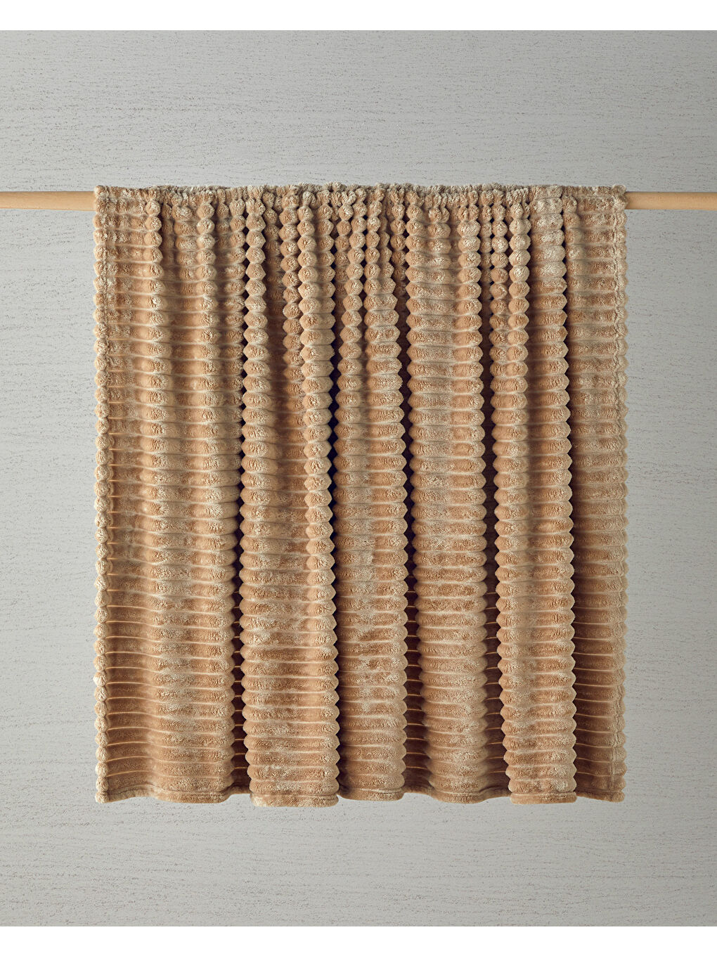 Modern Line Çizgili Super Soft Çift Kişilik Battaniye 200x220 cm Bej