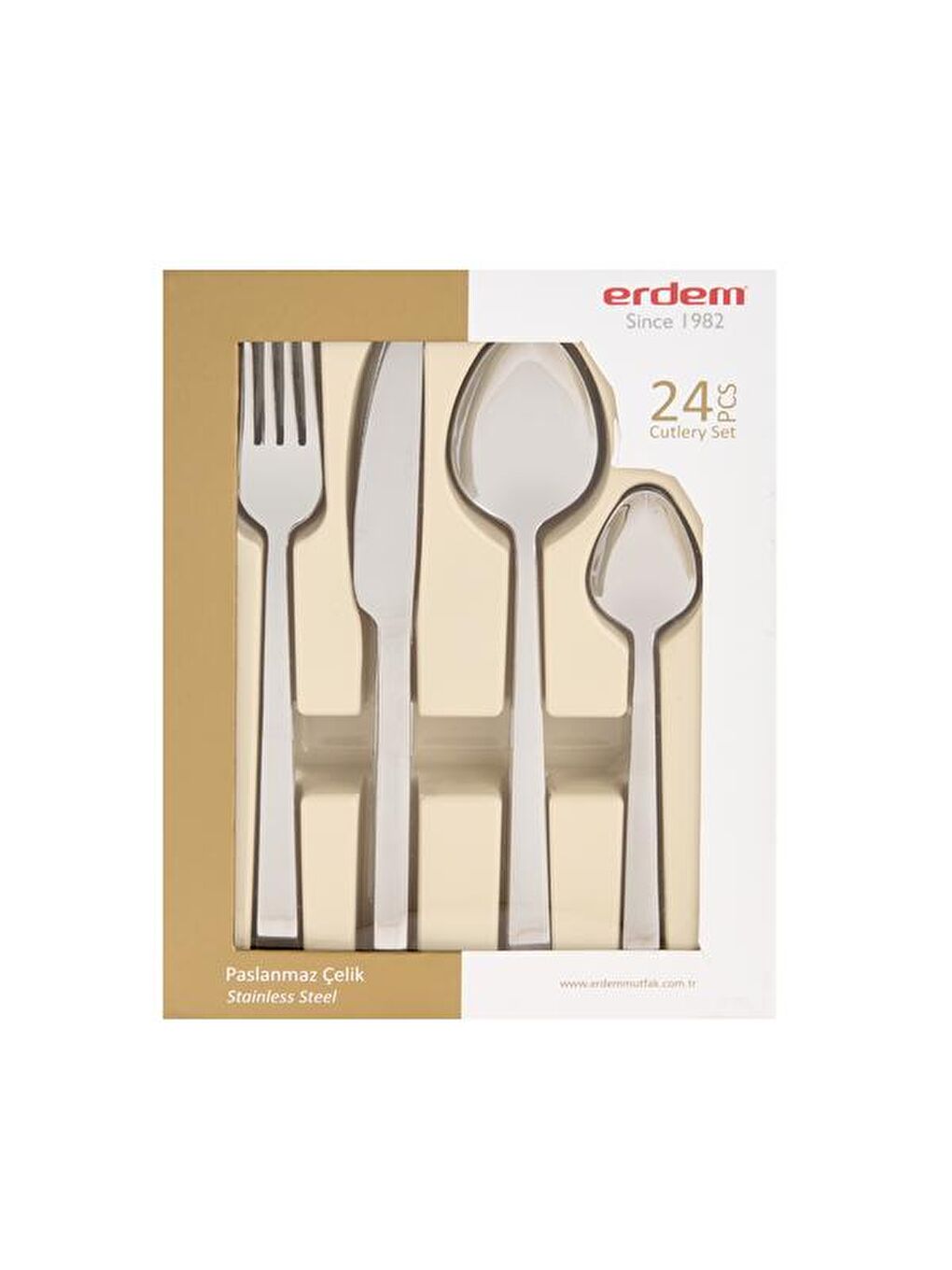 Gri Girit 24 Parça Çelik Çatal Kaşık Bıçak Seti - Inox-1