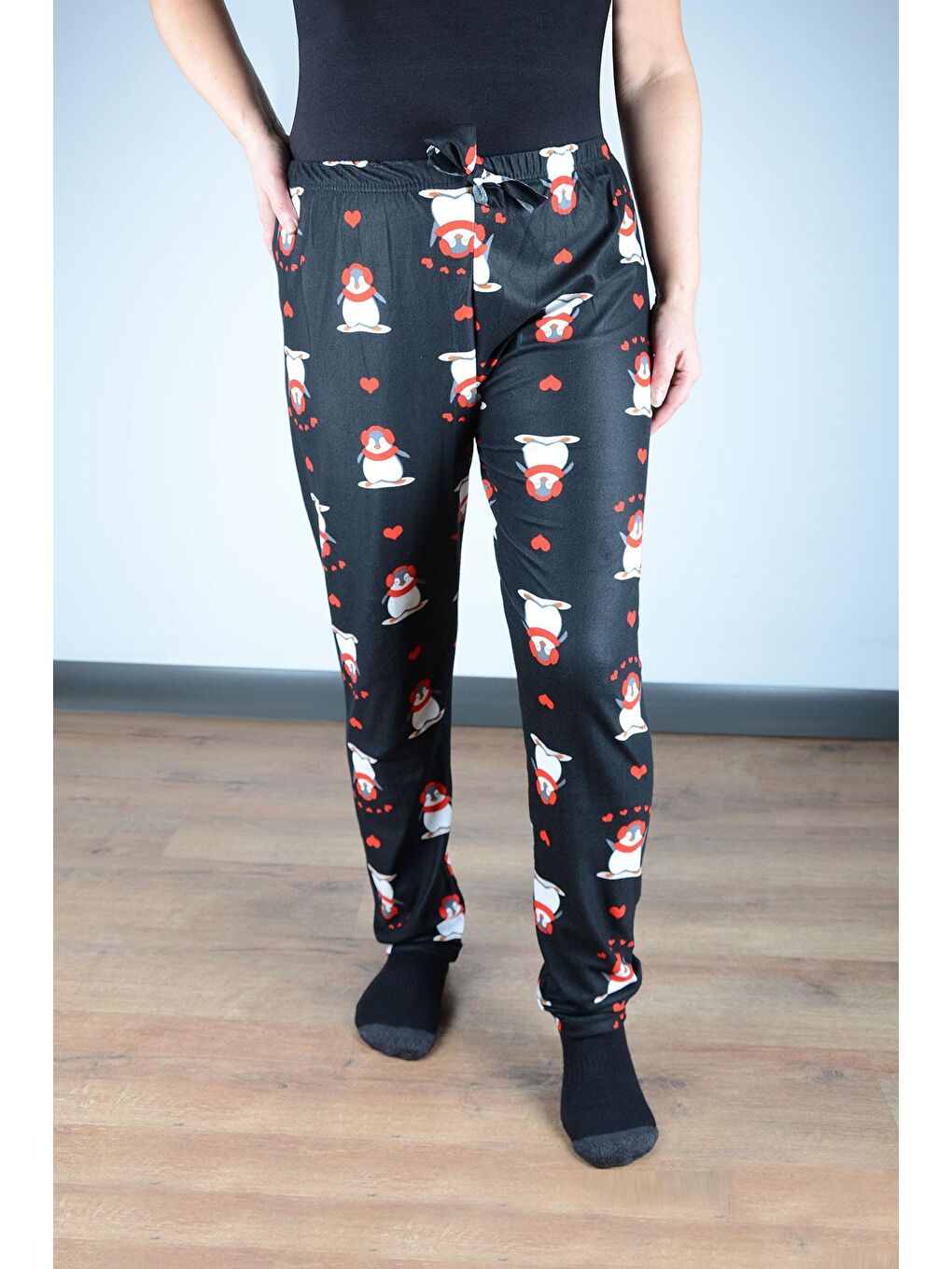 Siyah Kadın Süet Pijama Tek Alt | Penguen