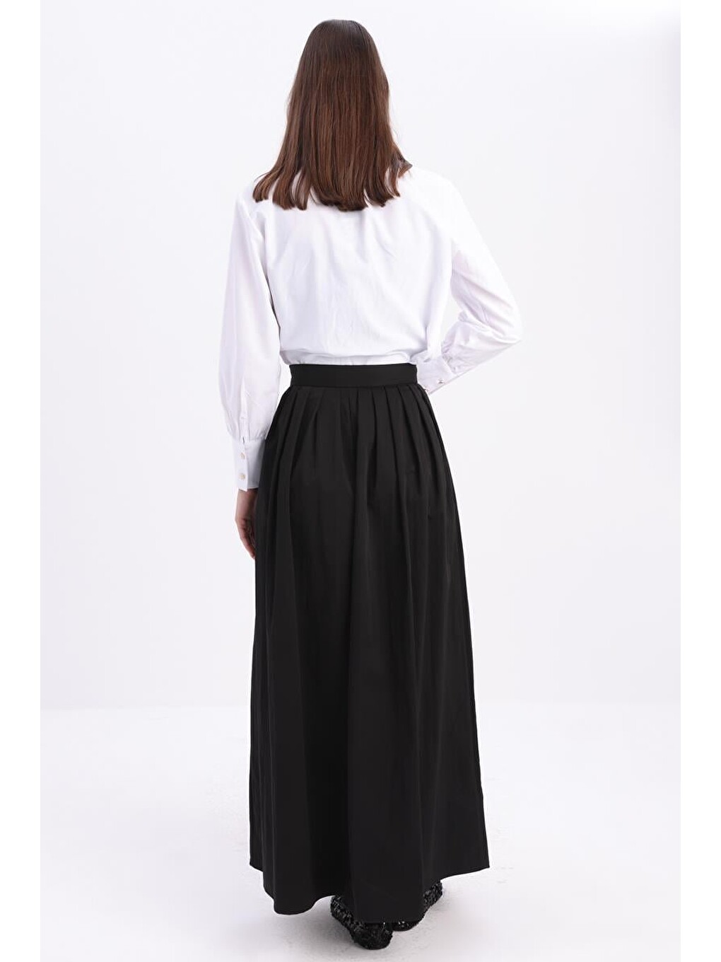 Siyah-beli Pileli Kloş Etek-3