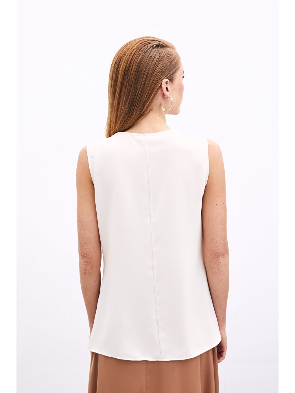 Degaje Yaka Bluz - Bej-5