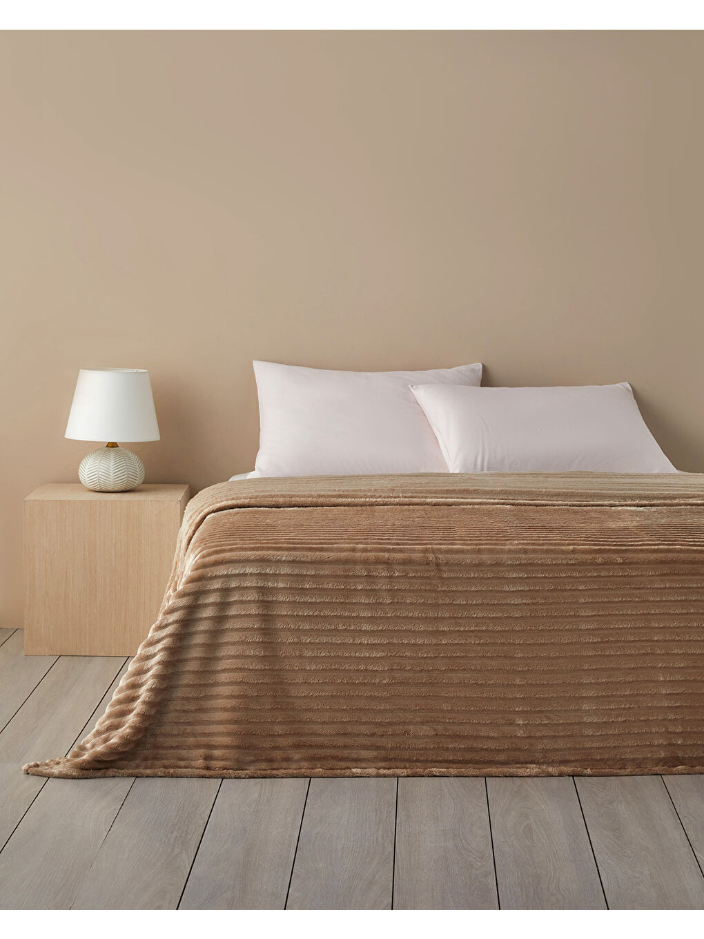 Modern Line Çizgili Super Soft Çift Kişilik Battaniye 200x220 cm Bej-1