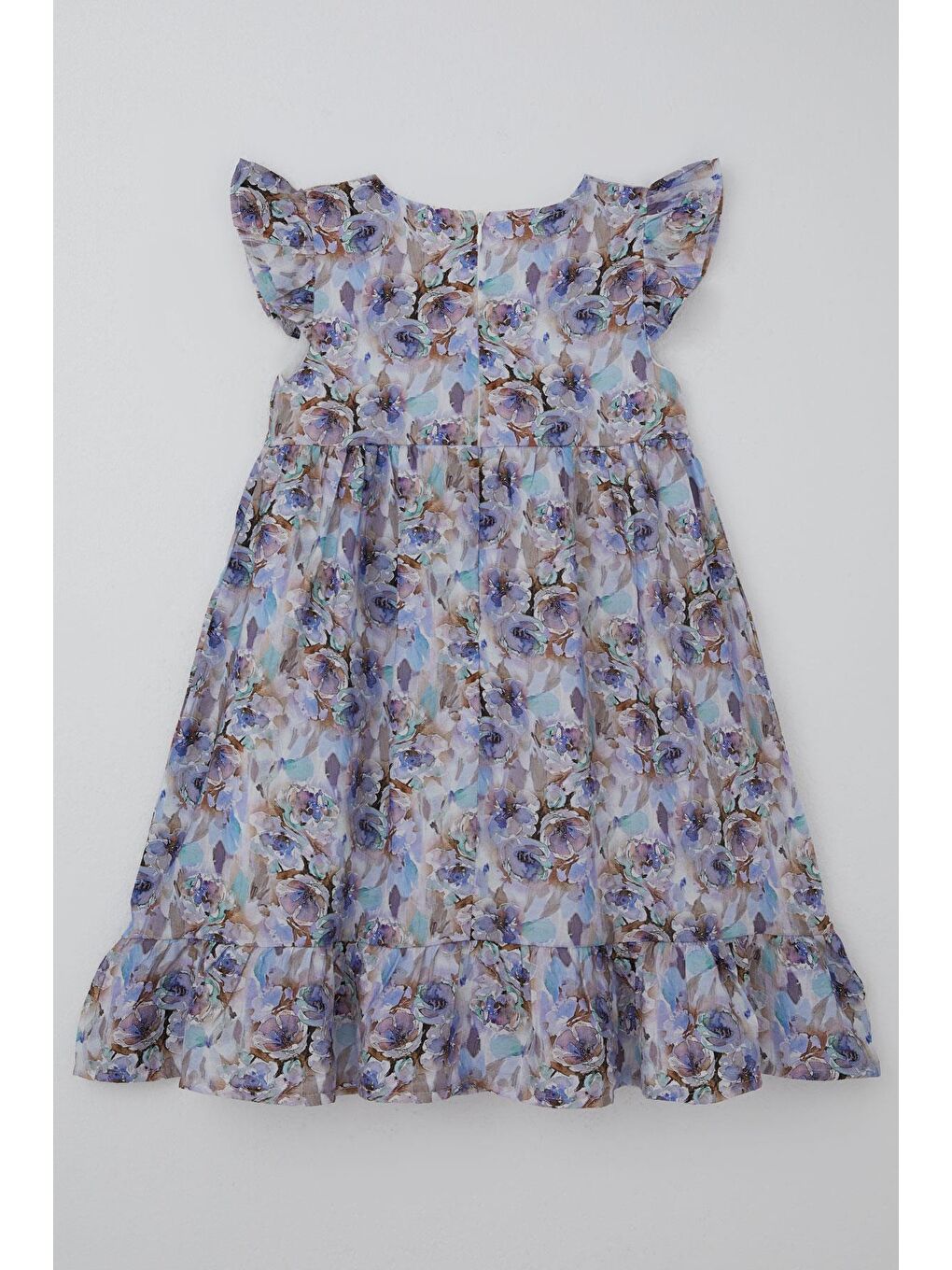 Kız Çocuk Saten Elbise Çiçek Desenli Arma Detaylı Arkası Fermuarlı Karışık Renk (4-9 Yaş)-3