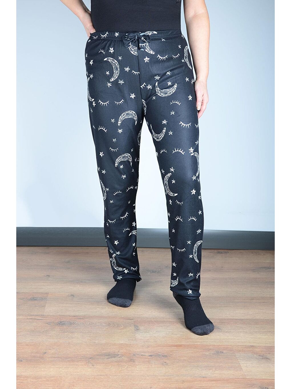 Kadın Süet Pijama Tek Alt | Ayyıldız Siyah