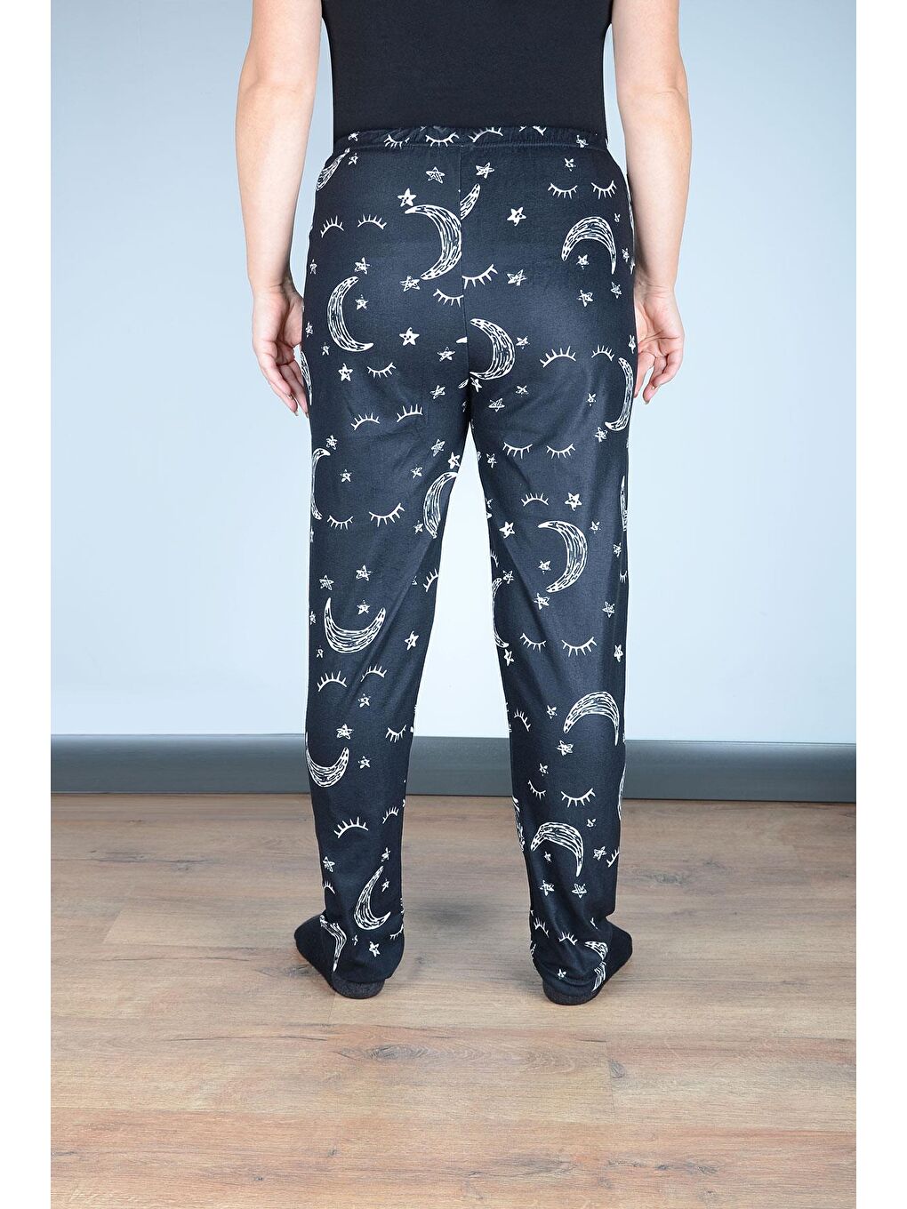 Kadın Süet Pijama Tek Alt | Ayyıldız Siyah-2