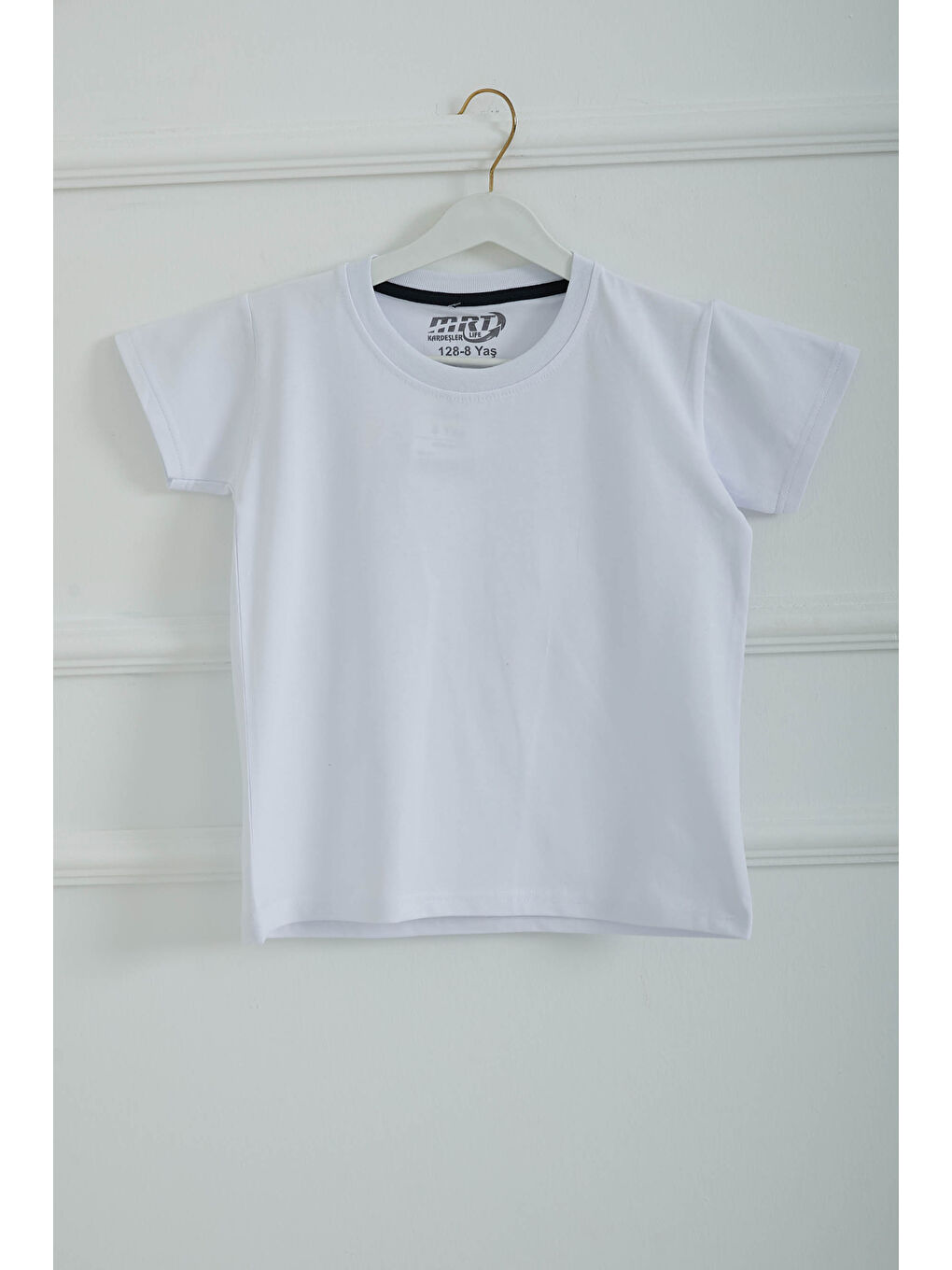 Erkek Çocuk Beyaz Bisiklet Yaka Basic Kısa Kollu T-Shirt - 26845