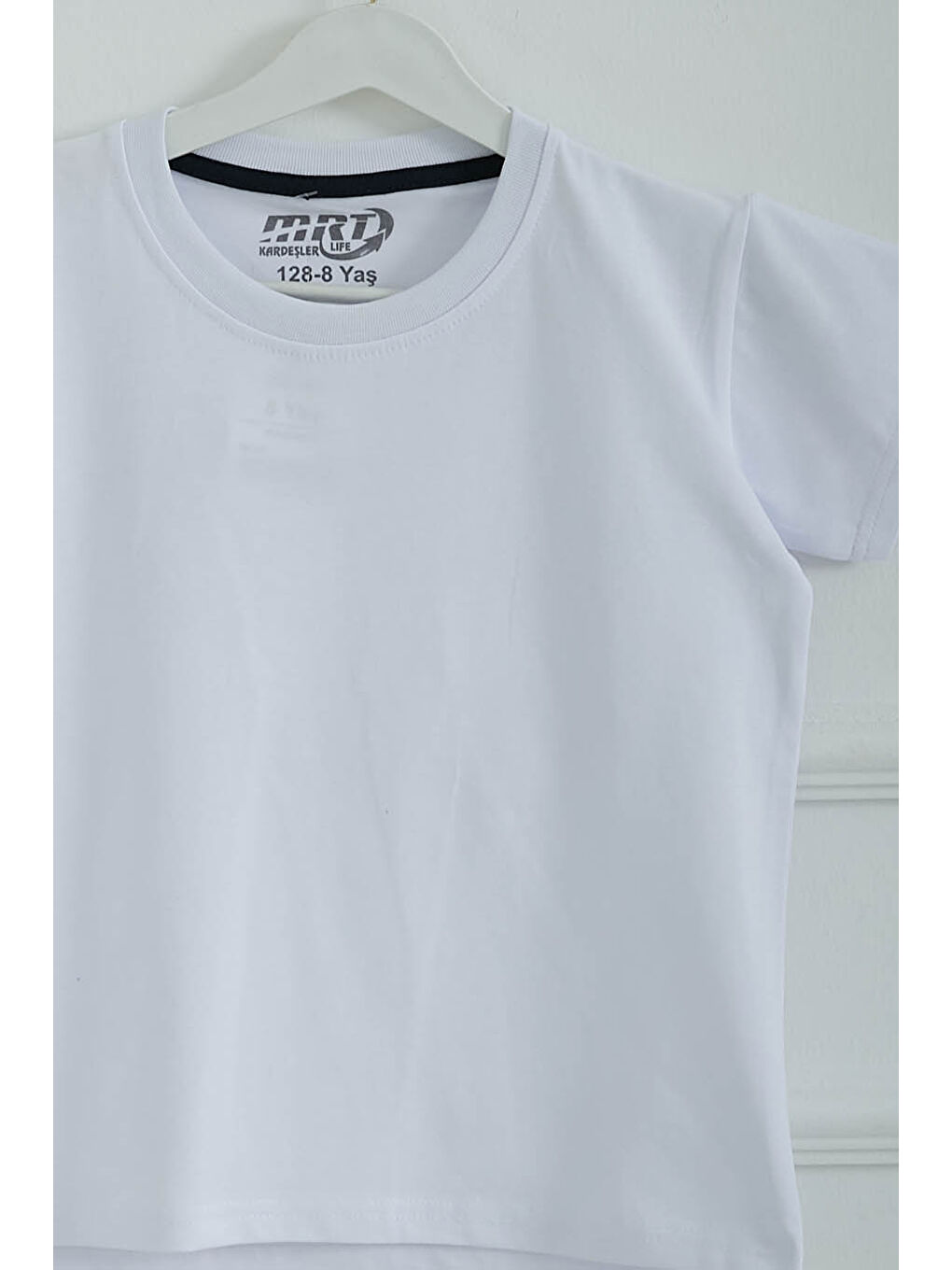 Erkek Çocuk Beyaz Bisiklet Yaka Basic Kısa Kollu T-Shirt - 26845-1