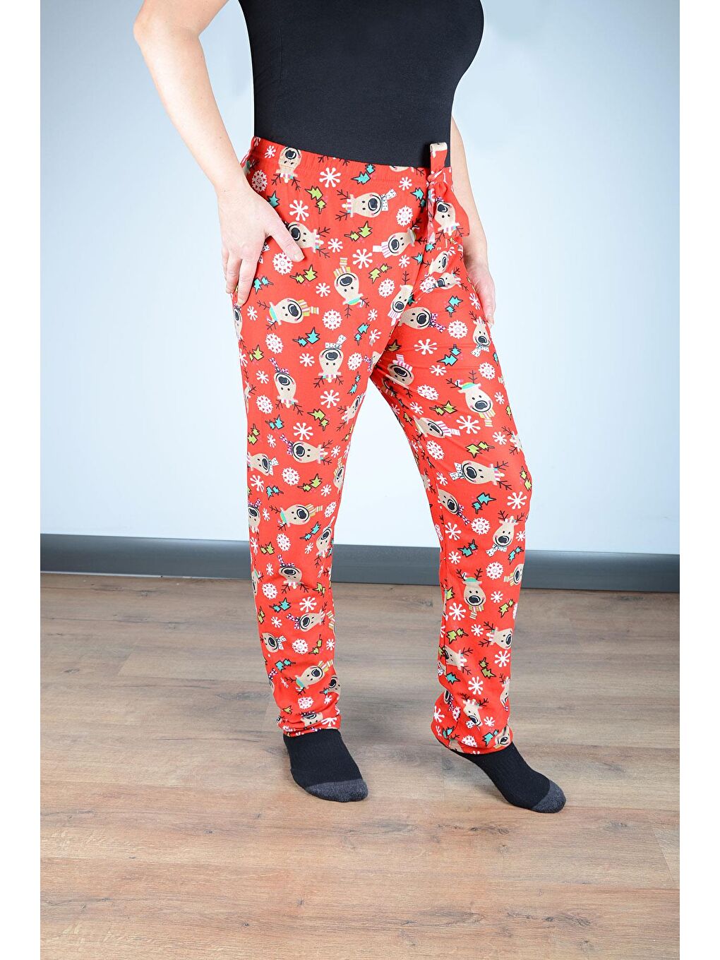 Kadın Süet Pijama Tek Alt | Kırmızı Geyik-1