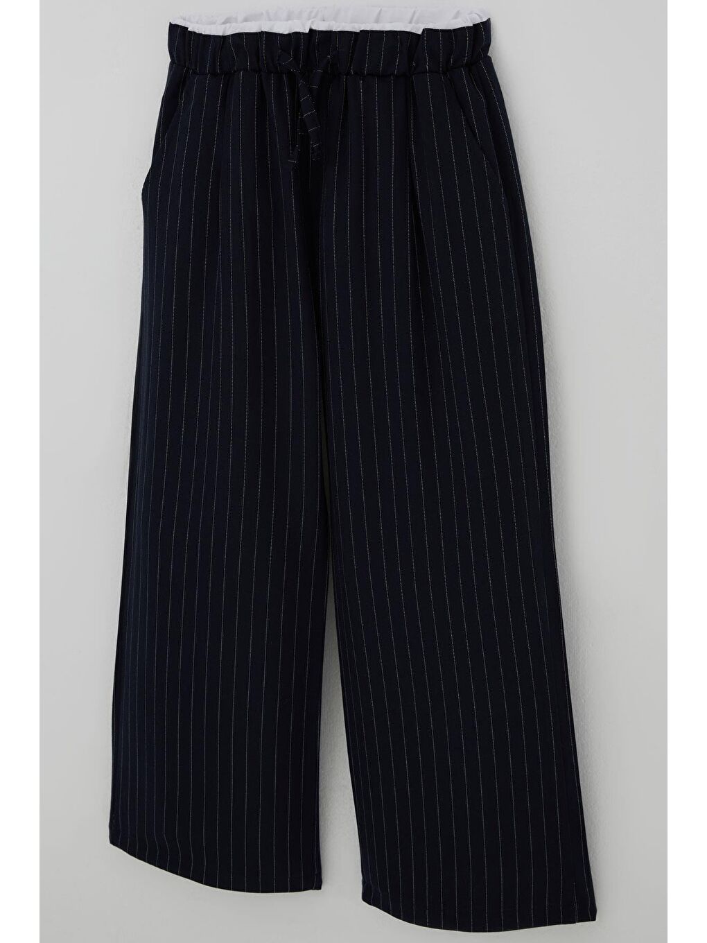 Kız Çocuk Pantolon Pinstripe Çizgili Çift Bel Detaylı Lacivert (8-14 Yaş)-2