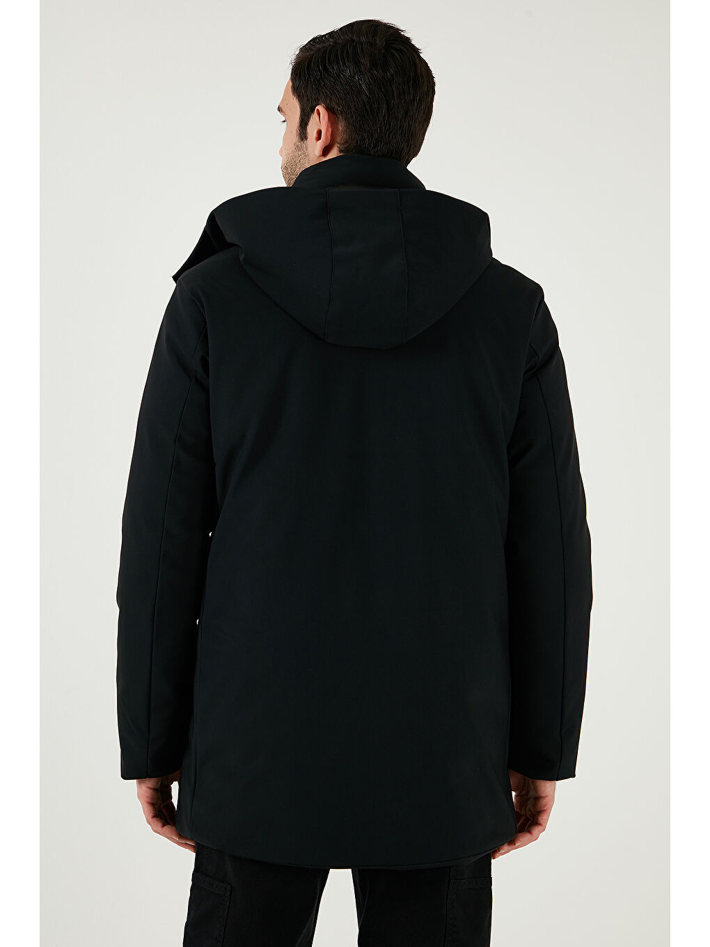 Siyah Regular Fit Çıkarılabilir Kapüşonlu Erkek Mont 497SENATOR-6
