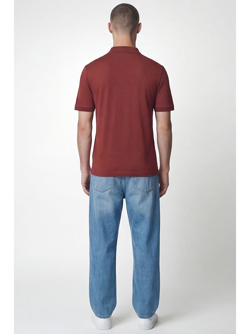 Kahverengi Giotelli Erkek Kiremit Dar Kesim Slim Fit %100 Pamuk Nakışlı Düğmeli Polo Yaka Tişört-3