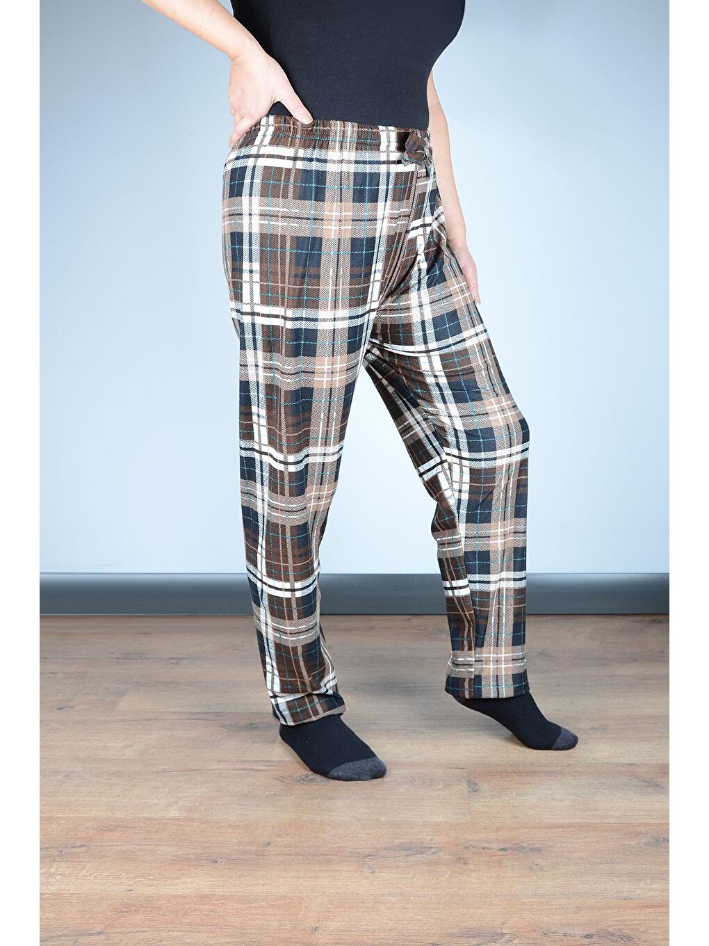 Kahverengi Kadın Süet Pijama Tek Alt | Kahve-1