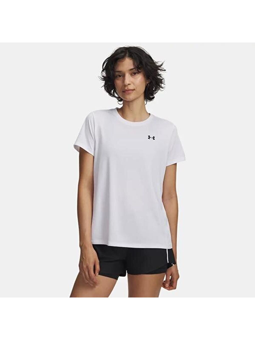 Tech Solid Kadın Beyaz Yuvarlak Yaka Tişört