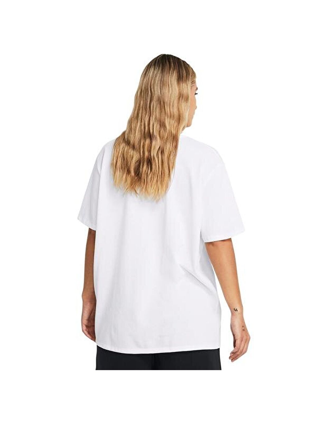 Heavyweight Embroidered Patch Boyf Kadın Beyaz Yuvarlak Yaka Tişört-1