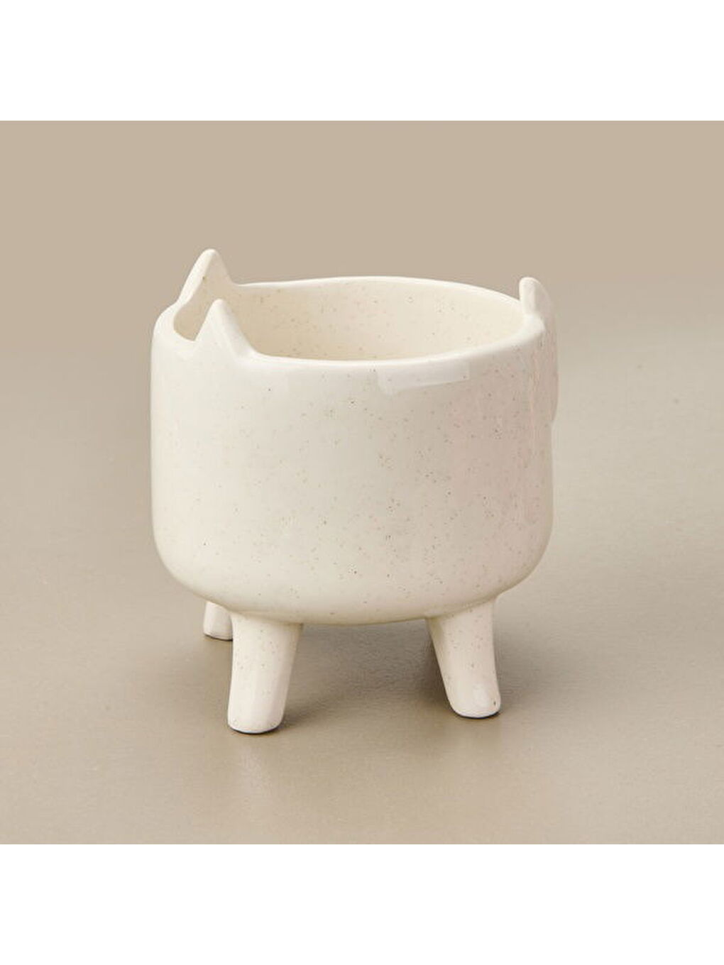 Ayaklı Seramik Saksı - Beyaz - 14x14x15,5 cm