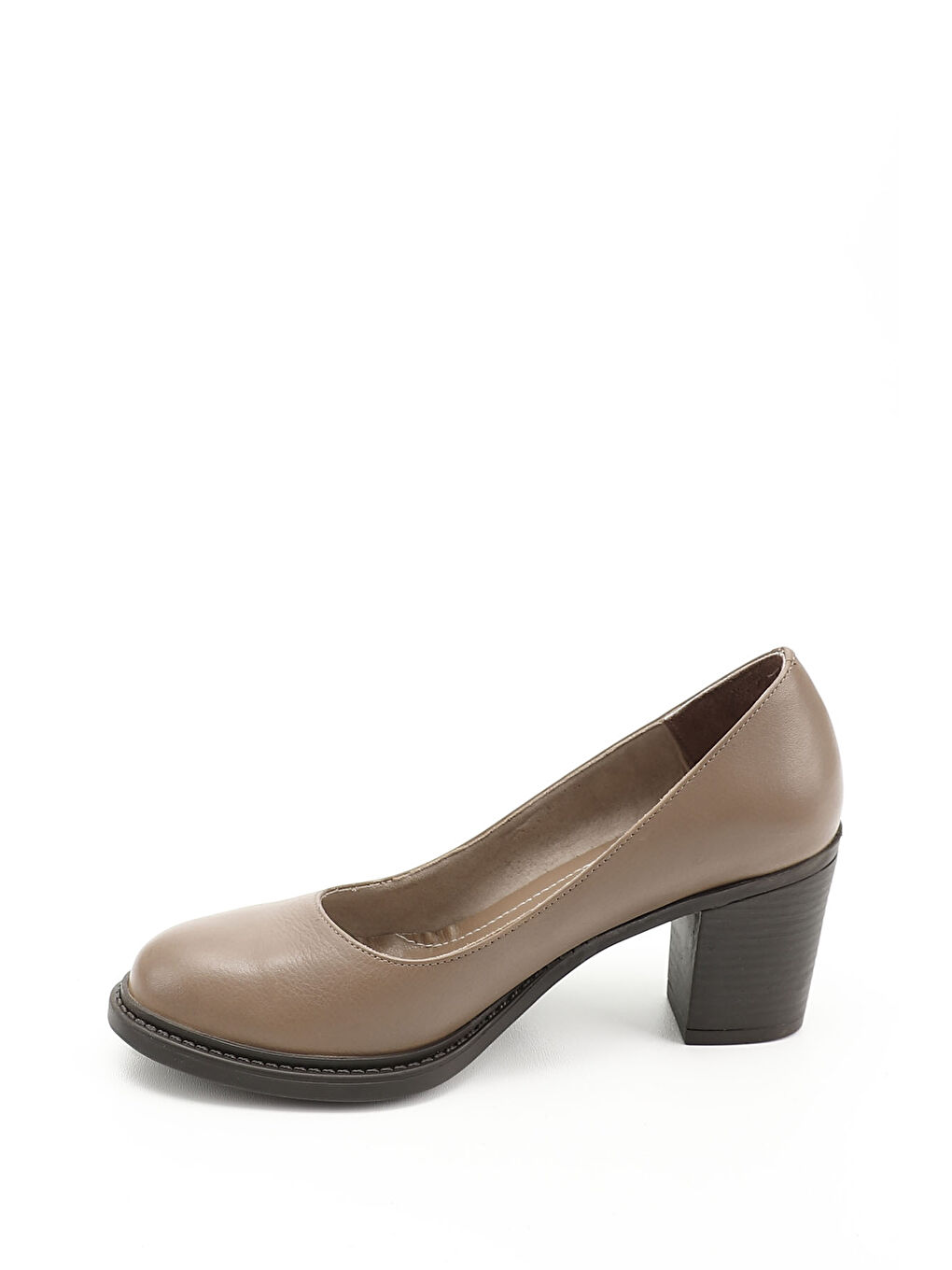 Sarı Kadın VİZON-FÜME Orta Kalın Topuklu Hakiki Deri Ayakkabı-2