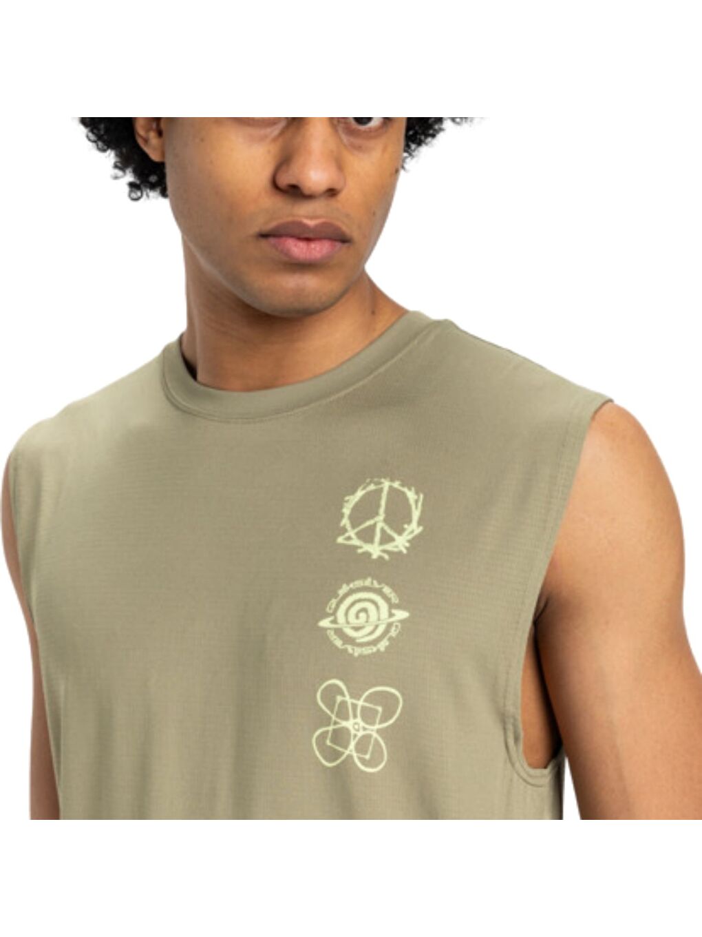 Haki Lap Time Muscle Erkek Kolsuz Tişört-2