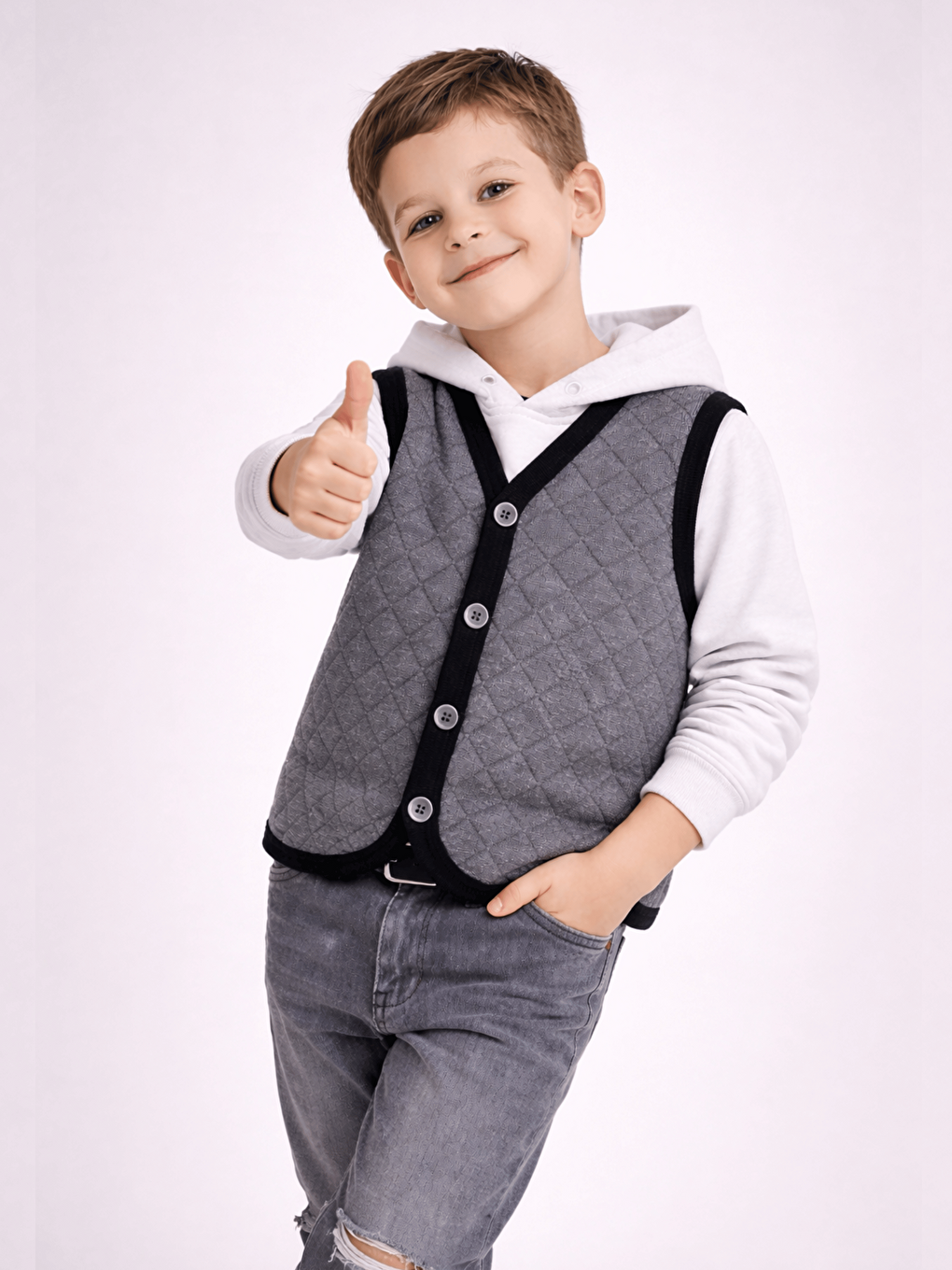 Antrasit Erkek Çocuk Kapitone Yelek-2
