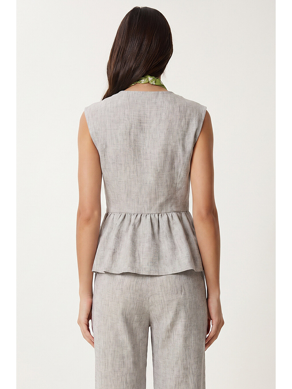 Gri Keten Bluz Pantolon Takım GRİ LAZ0009-3