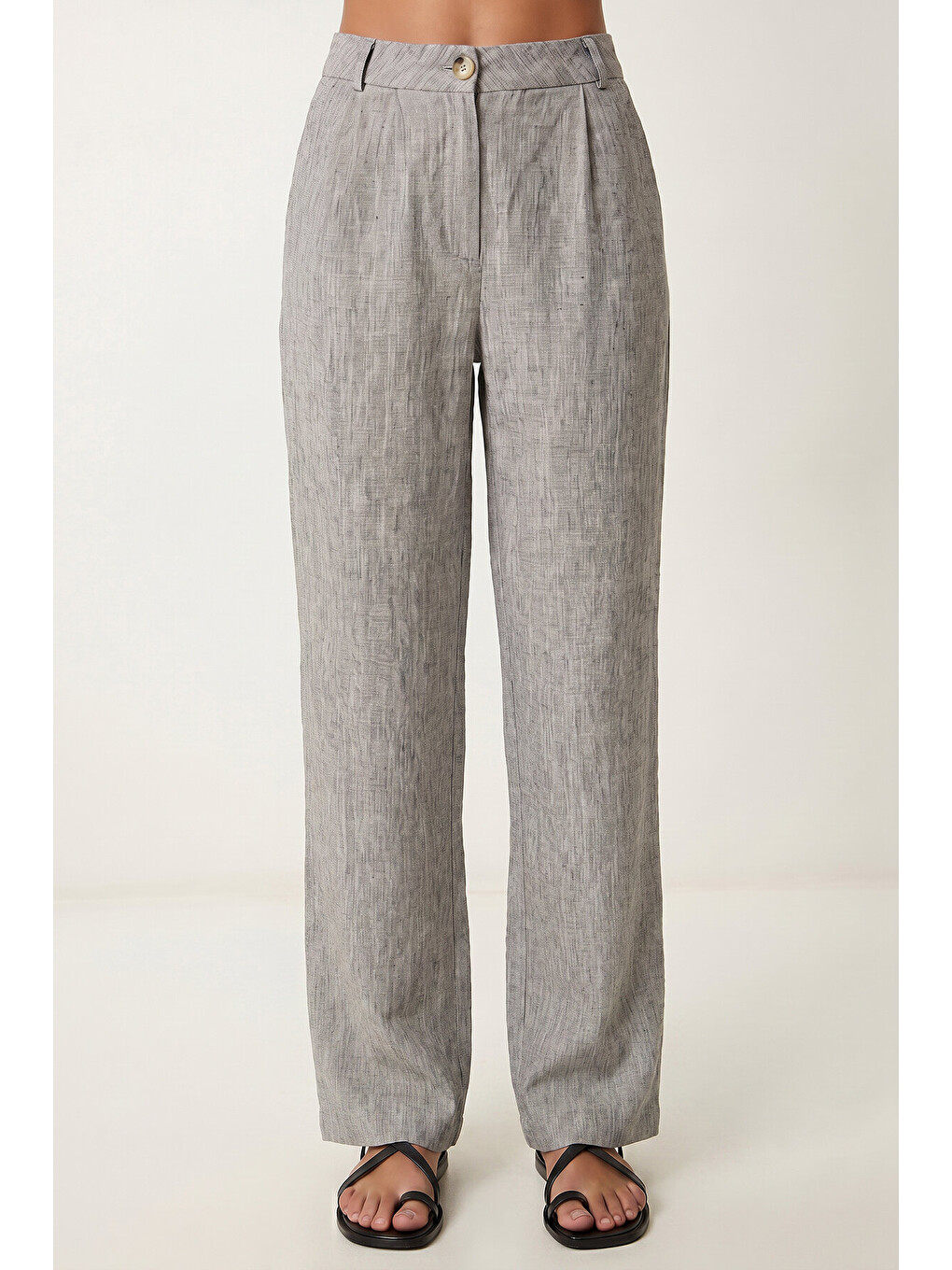 Gri Keten Bluz Pantolon Takım GRİ LAZ0009-4