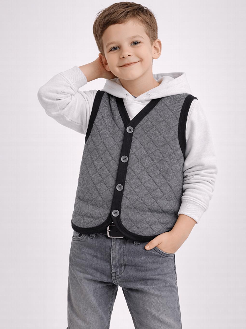 Antrasit Erkek Çocuk Kapitone Yelek-3