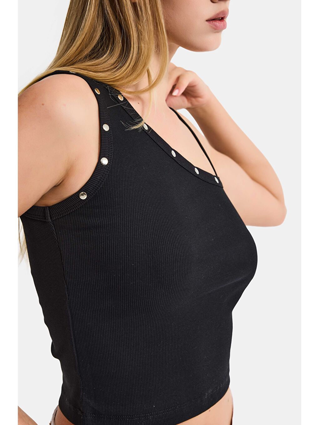 Kadın Siyah w5 Drop Detaylı Tek Kol Askılı Özel Elastan Kumaş Body-5