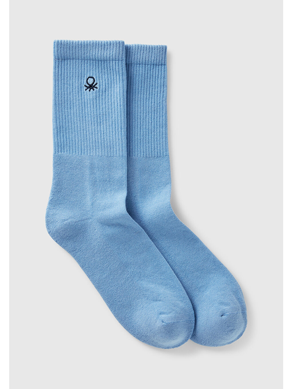 Unisex Açık Mavi Benetton Logolu Soket Çorap