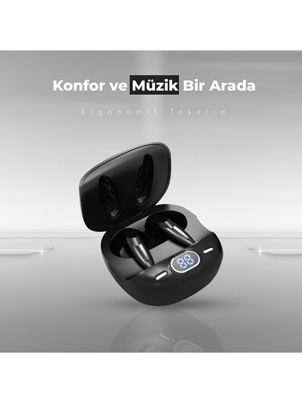 Moodix Siyah KI23J153 Bluetooth Kulakiçi Kulaklık Siyah LCD Ekranlı - 4