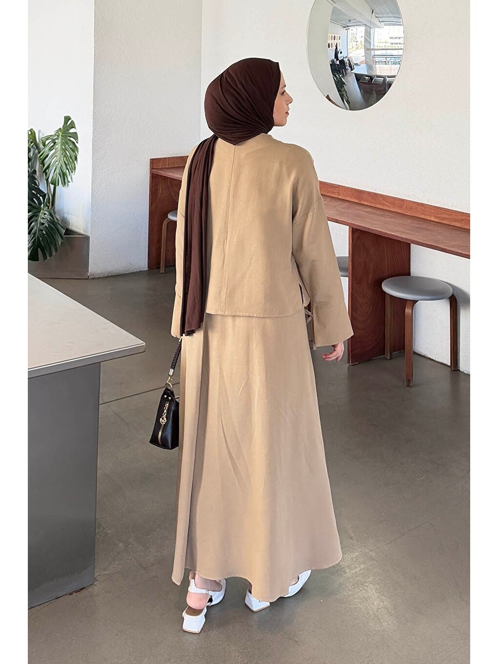Bej Kol Biye Detaylı Takım Vizonrengi-3