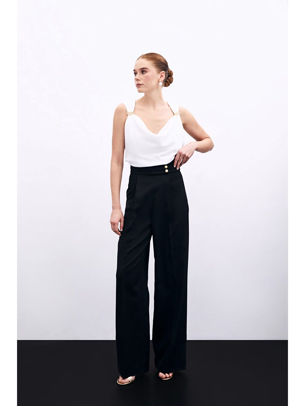 Degaje Yaka Bluz - Ekru-4