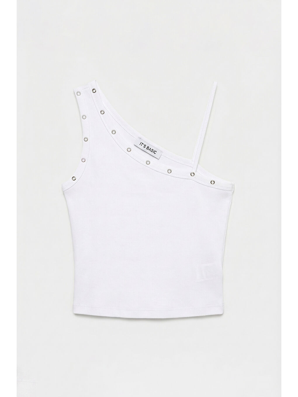 Kadın Beyaz w5 Drop Detaylı Tek Kol Askılı Özel Elastan Kumaş Body-2