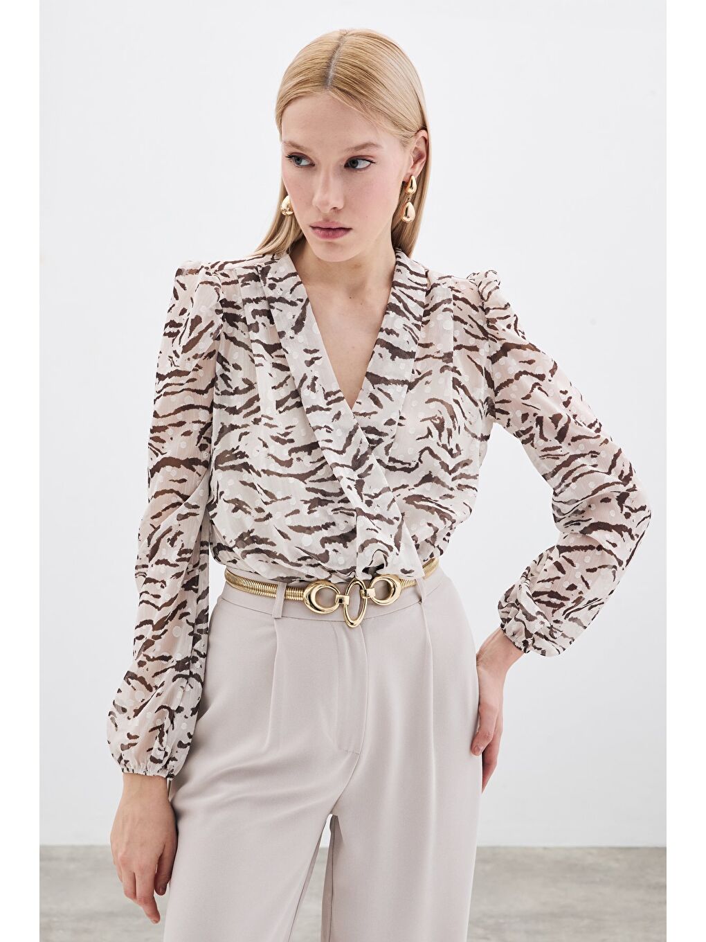 Puantiye Dokulu Bodysuit - Haki