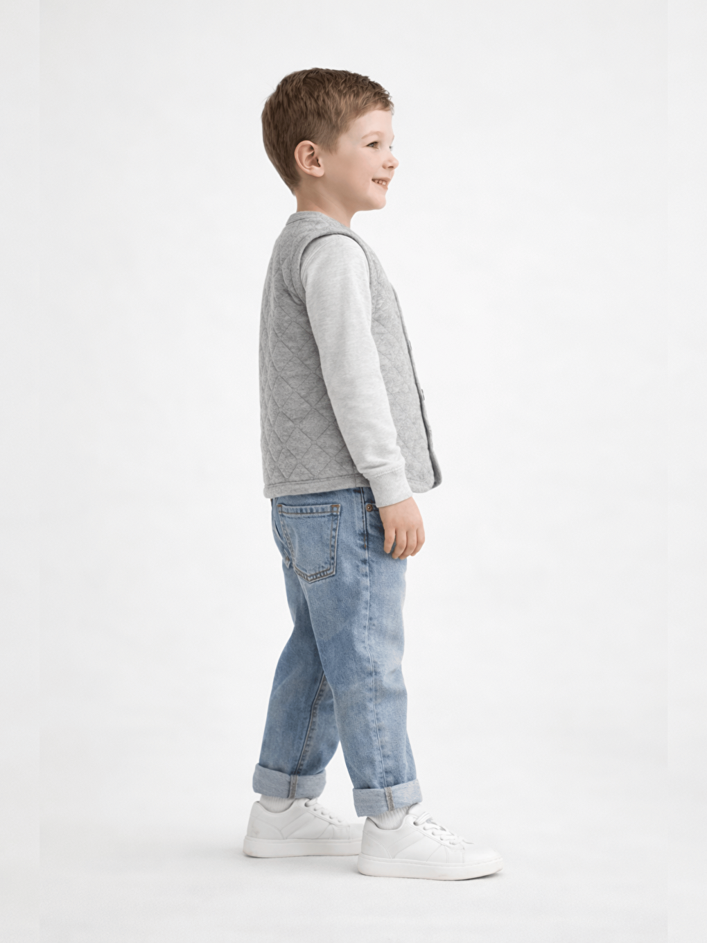 Gri Erkek Çocuk Kapitone Yelek-1