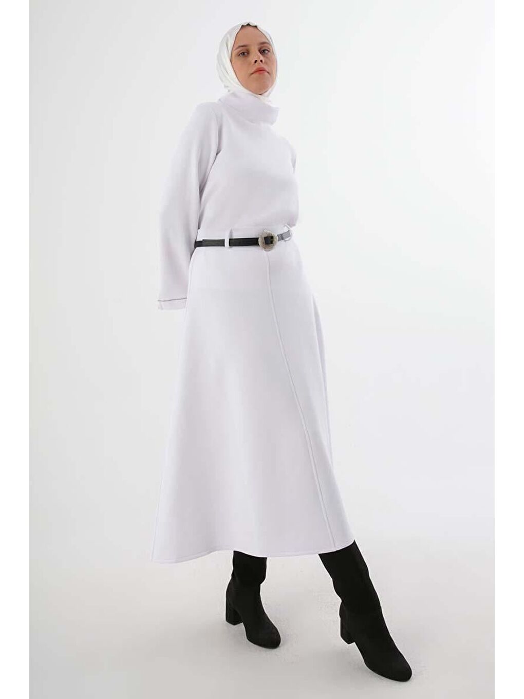 Beyaz-Kemerli Scuba Çan Etek-4