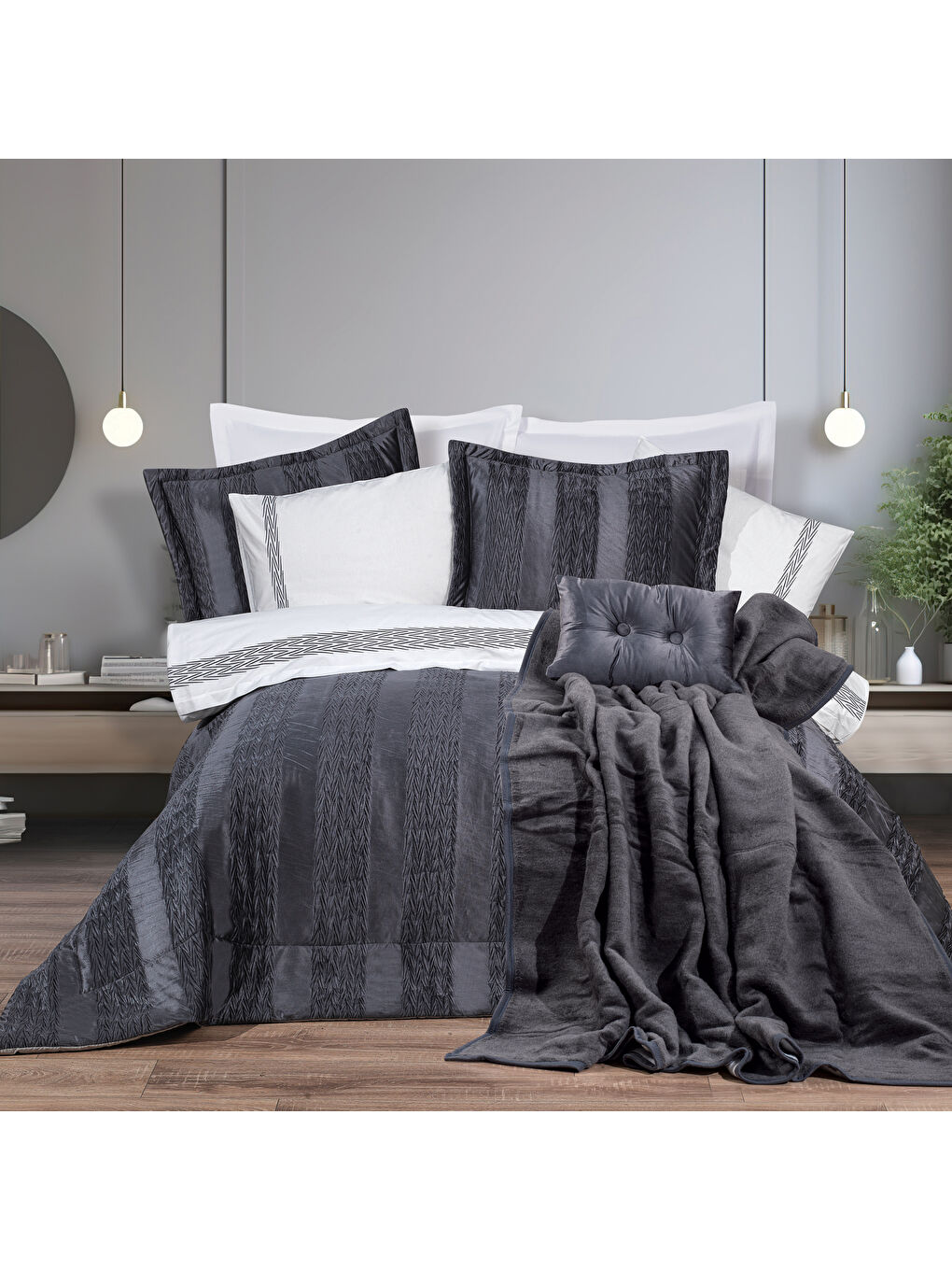 Home Diamond Çeyiz Seti 11 Parça-Antrasit