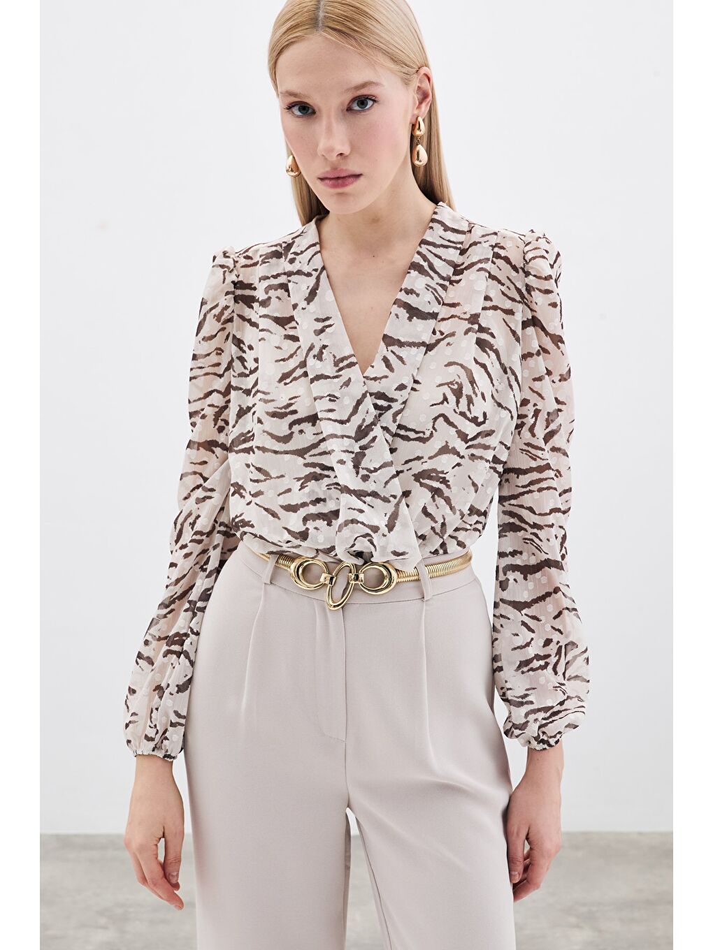 Puantiye Dokulu Bodysuit - Haki-1