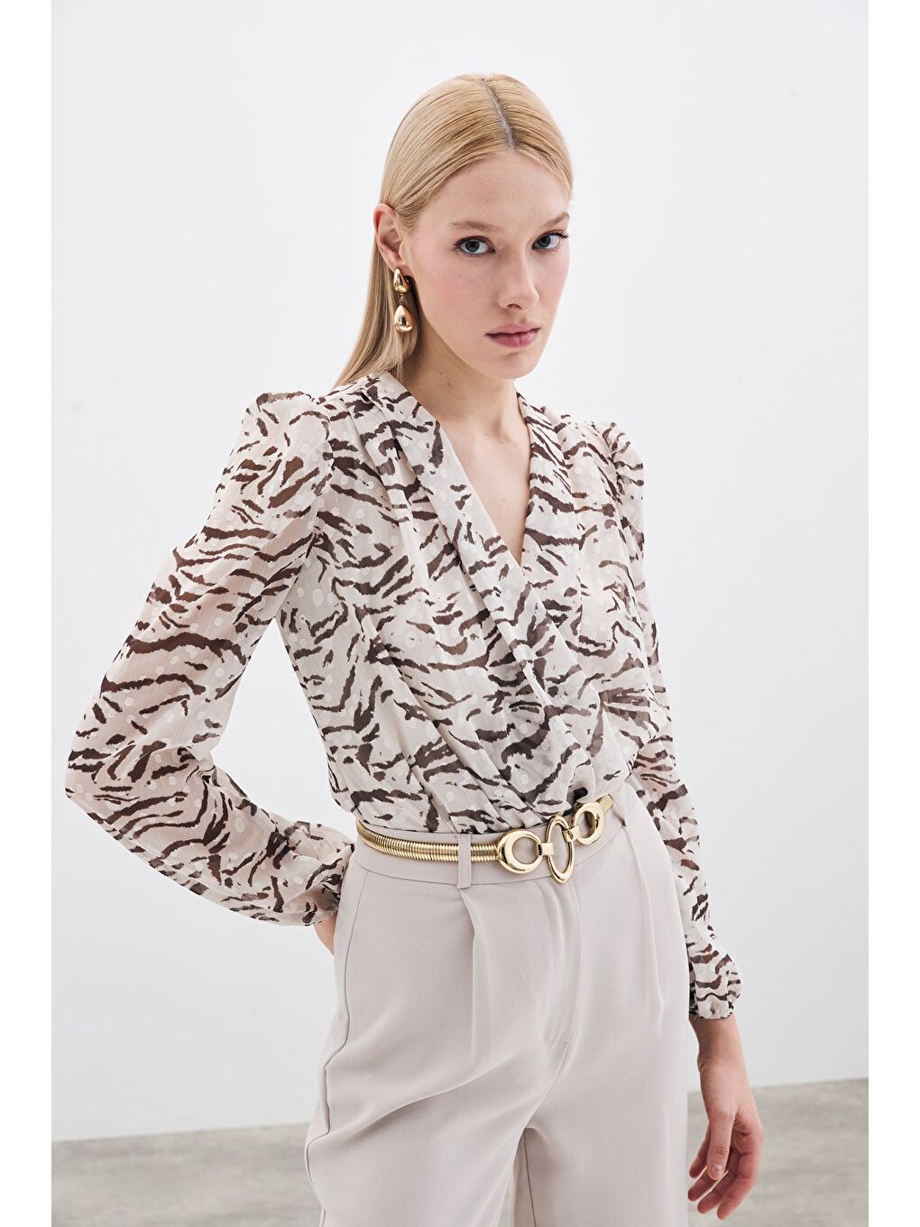 Puantiye Dokulu Bodysuit - Haki-2