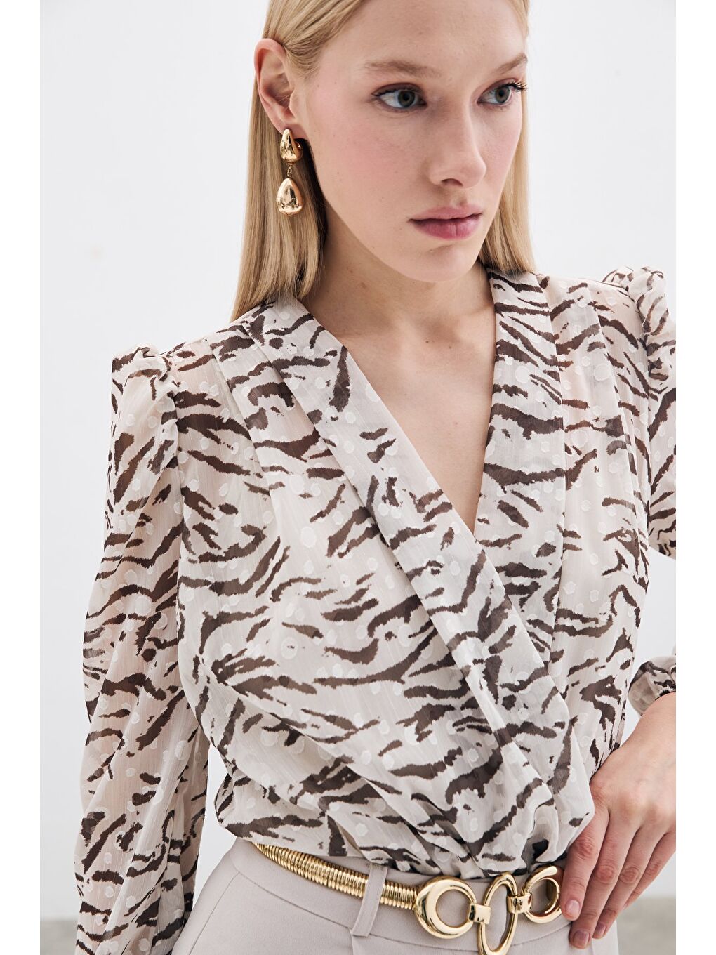 Puantiye Dokulu Bodysuit - Haki-3