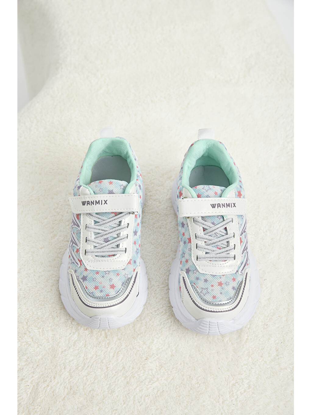 Çocuk Unisex Beyaz Lila Rahat Kalıp Nefes Alabilen Cırtlı Sneaker-2
