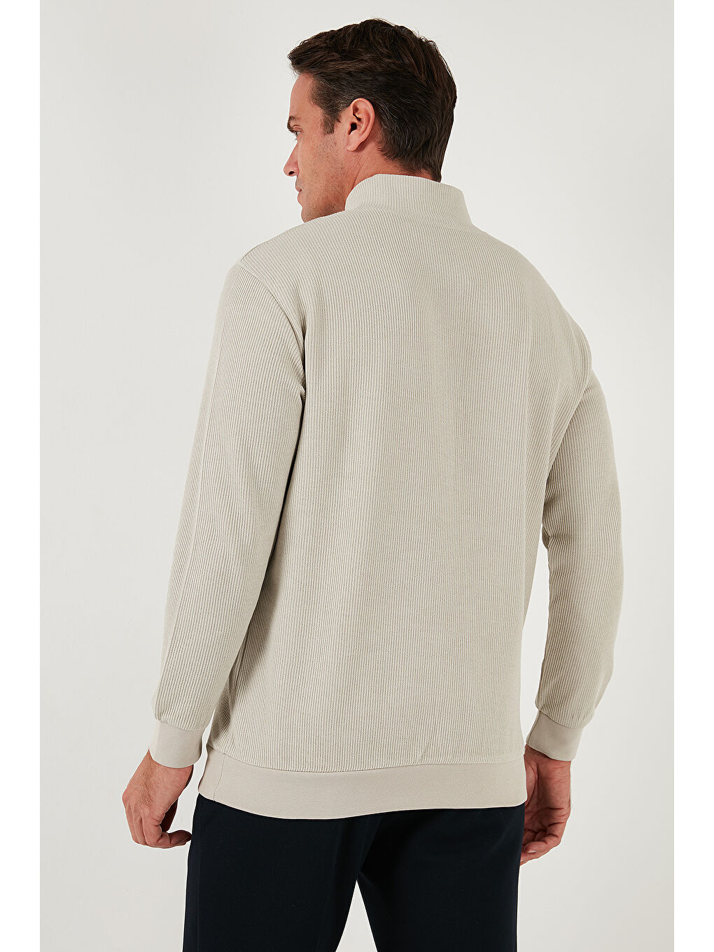 Bej Pamuklu Regular Fit Yarım Fermuarlı Dik Yaka 2'li Paket Sweat 5905716S2-3