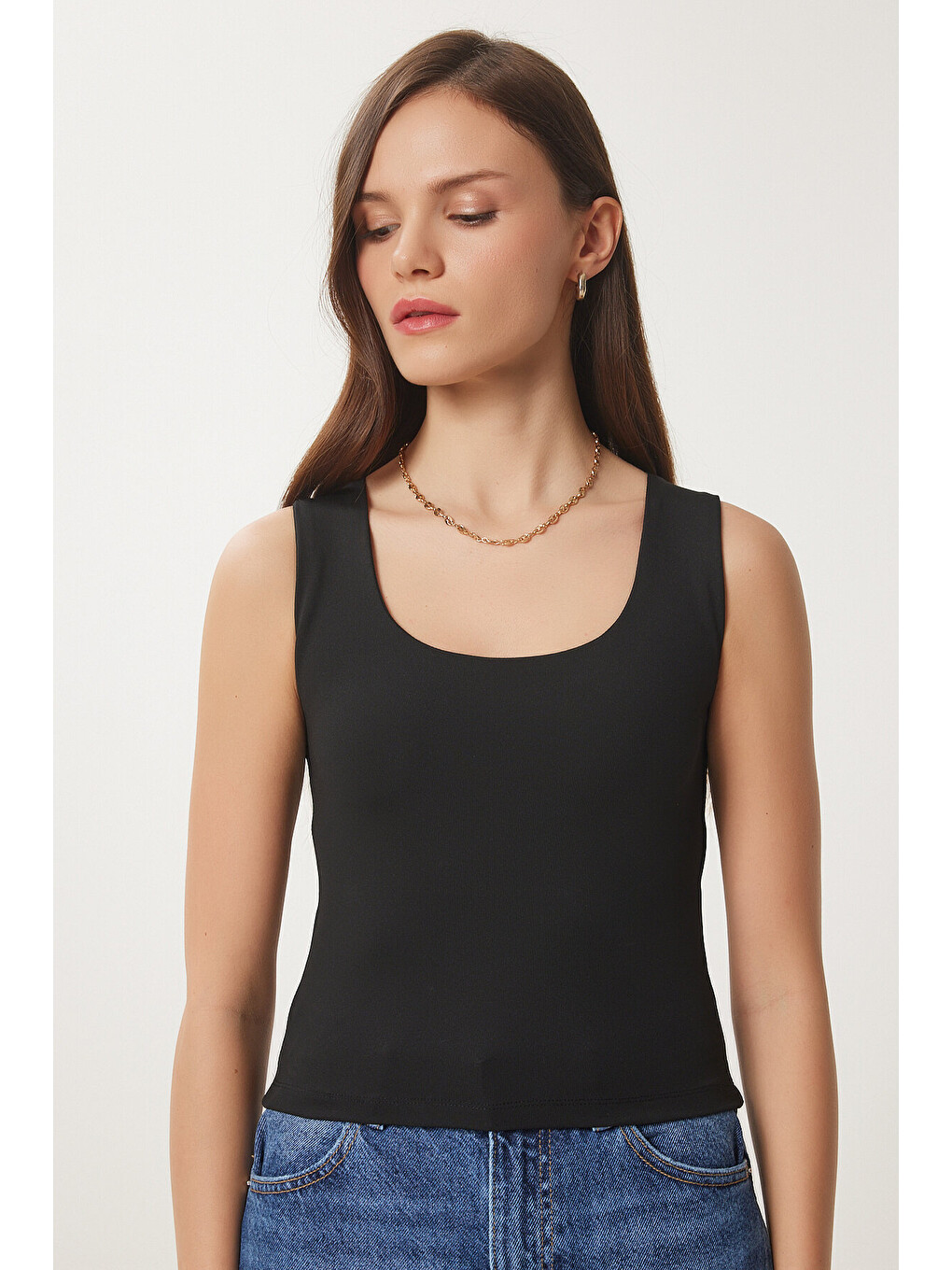 Siyah Kolsuz Sandy Bluz SİYAH LAN0029-1