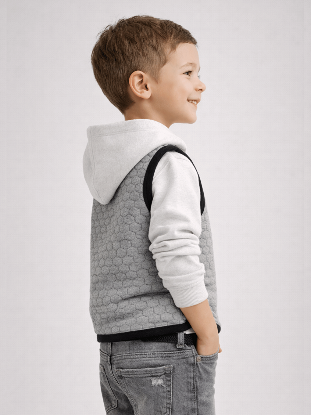 Gri Erkek Çocuk Kapitone Yelek-2