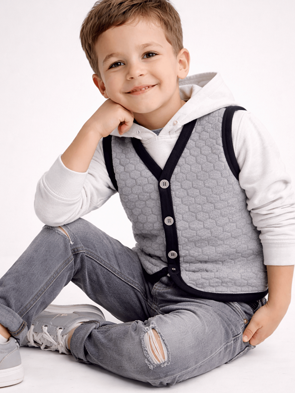 Gri Erkek Çocuk Kapitone Yelek-3