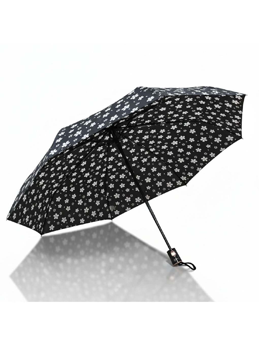 Siyah Full Otomatik Kısa 8 Telli Pongee Kumaş Şemsiye Renkli (119G-2)