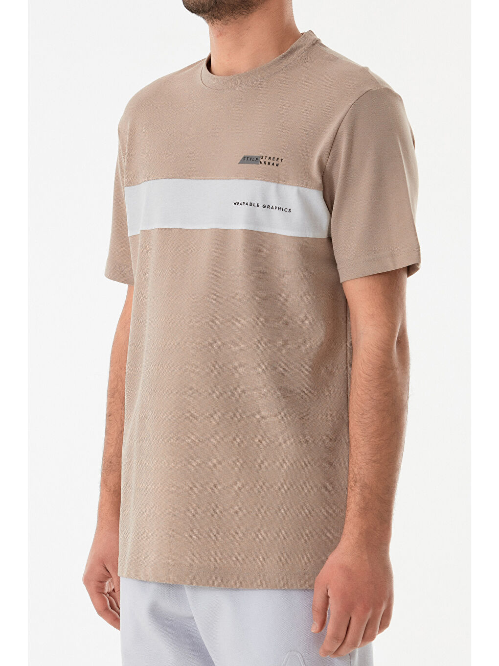 Bej Wearable Graphıcs Yazı Baskılı Tişört-4