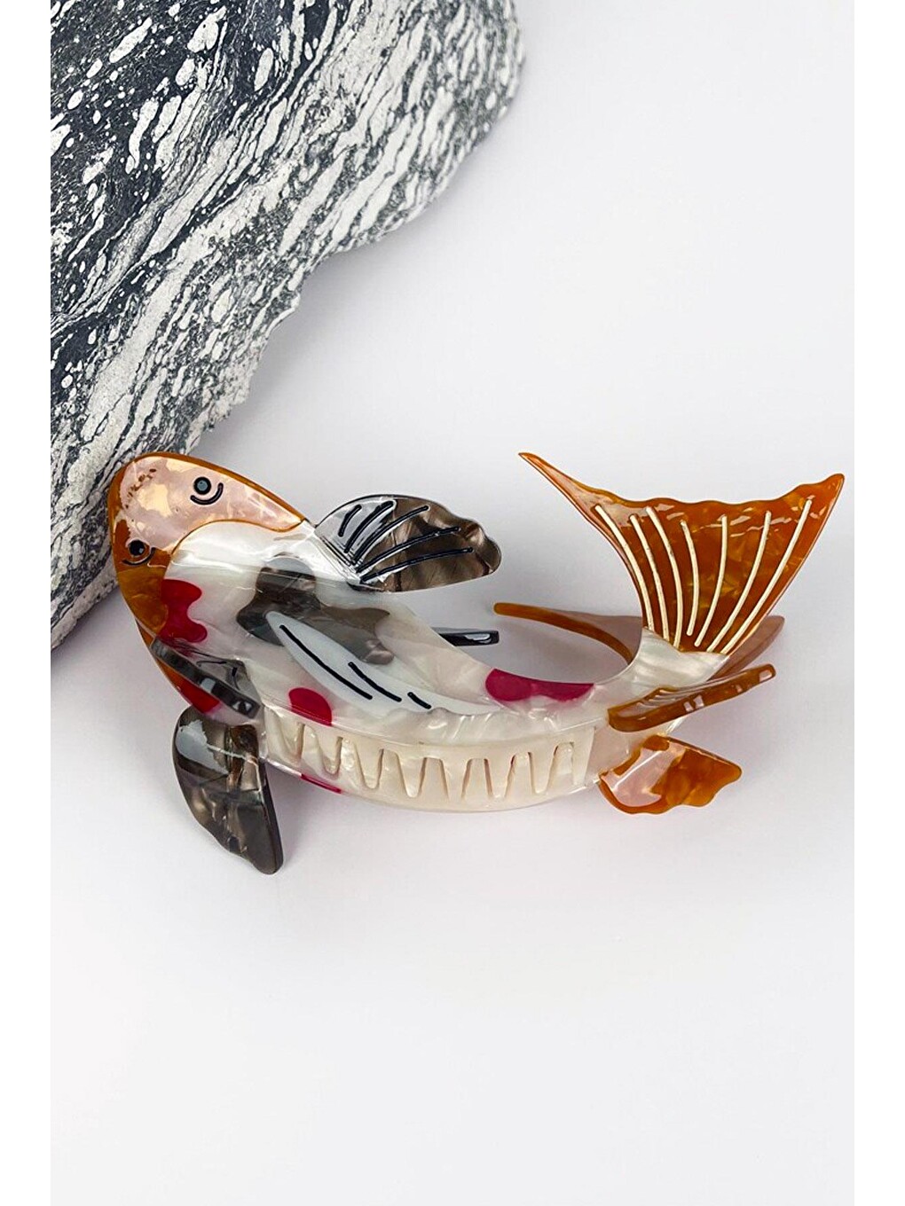 Kahverengi Koi Fish Asetat Mandal Toka 13 Cm-3