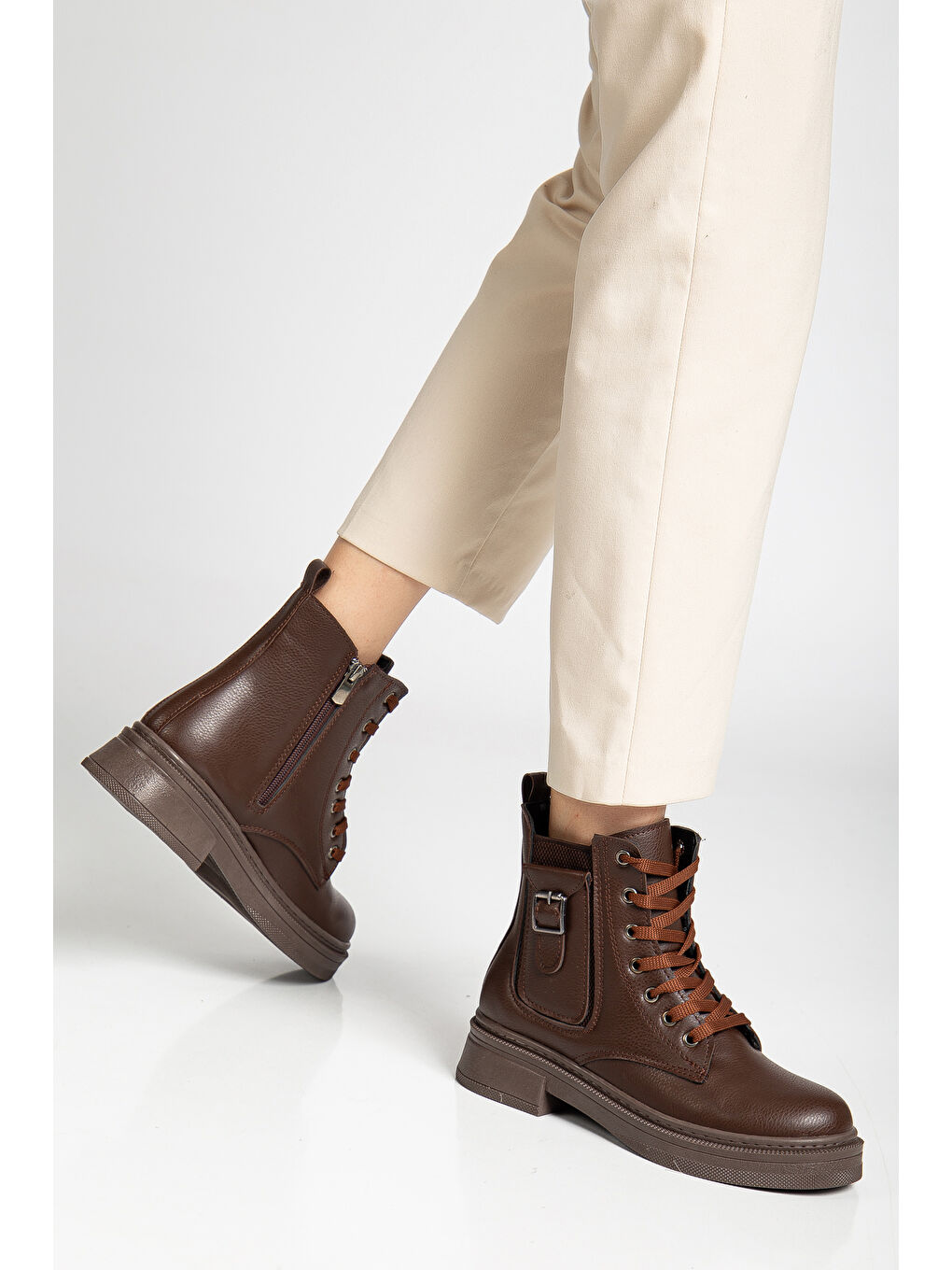 Kahverengi D1780 Soğuk Geçirmez Kışlık Kadın Bot & Bootie-3