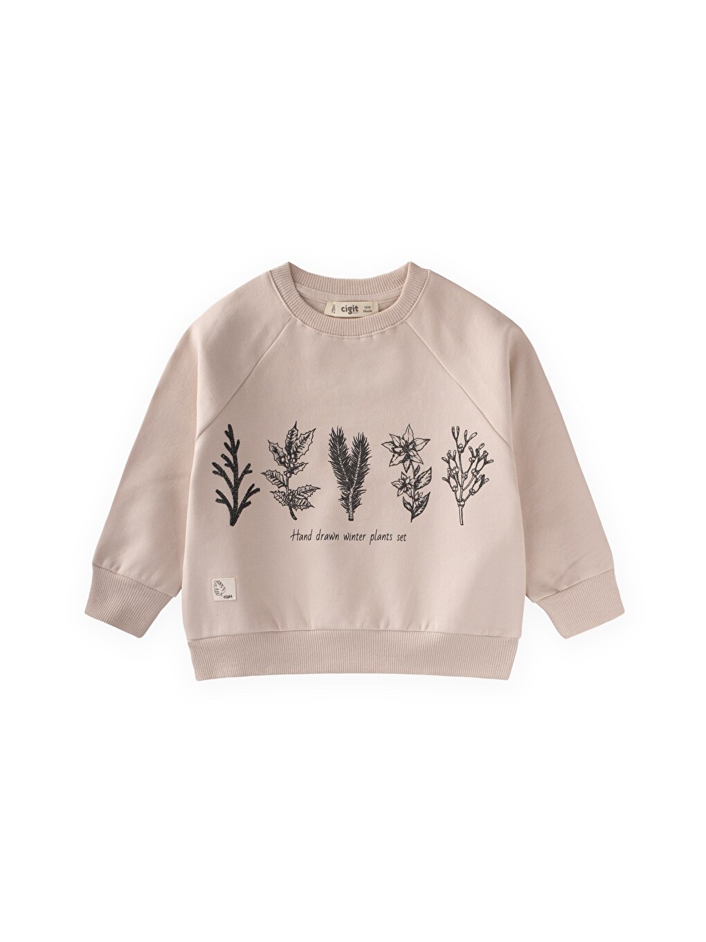 Bej Ağaç Baskılı Sweatshirt 1-7 Yaş Kum