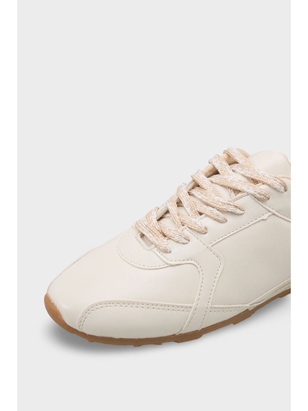 Bej Catarina Yan Şerit Detaylı Bağcıklı Günlük Spor Kadın Sneaker Ayakkabı-2